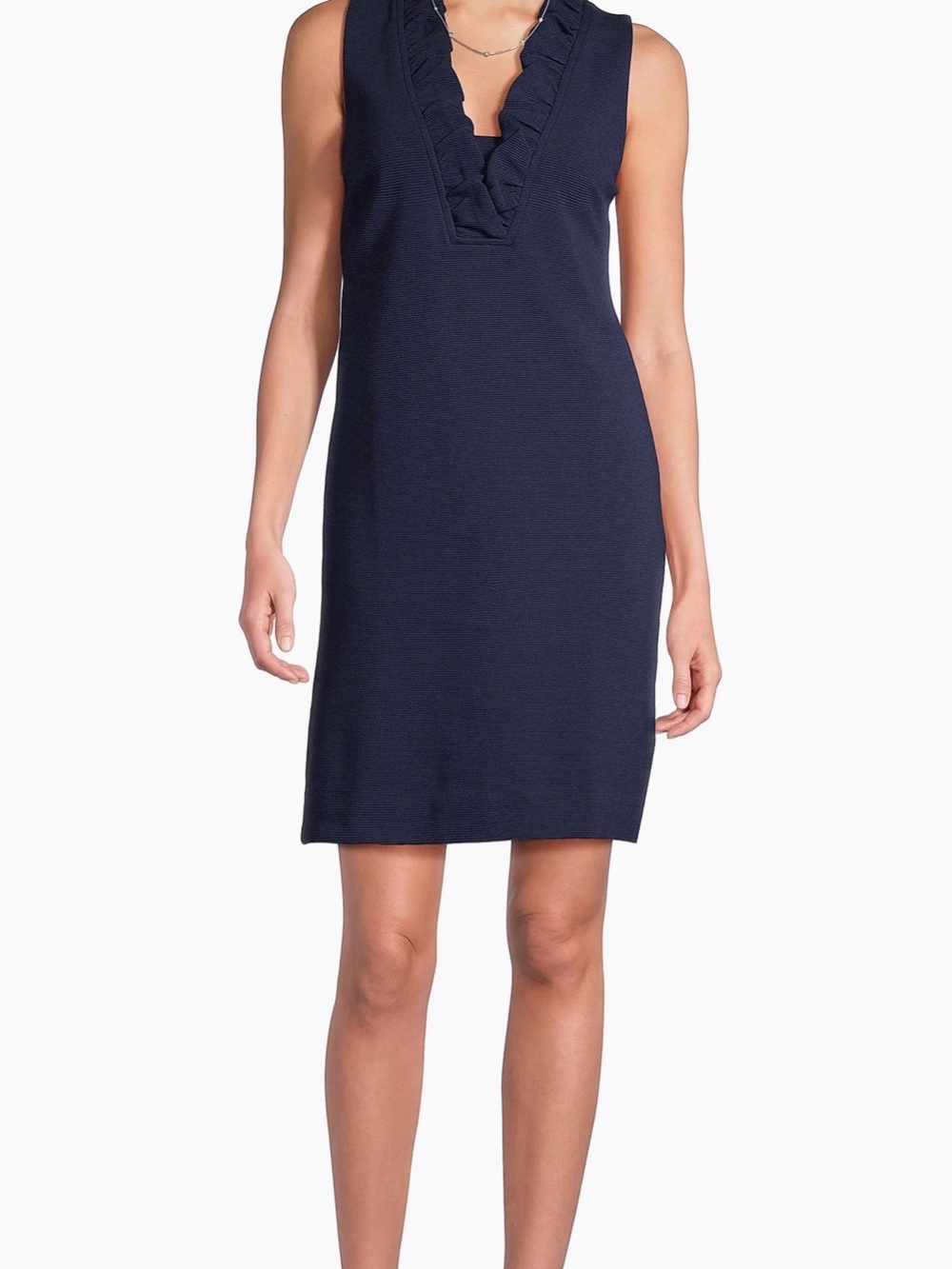 Lilly Pulitzer Navy Ruffle V-Neck Sleeveless Shift Dress